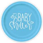 UNIQUE 9″ BLUE HEART BABY SHOWER PLATES