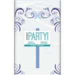 UNIQUE 54X84IN FANCY BLUE CROSS PLASTIC TABLECOVER