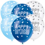 GLITZ 12″ BLUE HAPPY BIRTHDAY ASSORTED BALLOONS