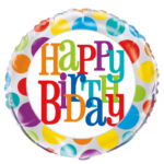 UNIQUE 18″ RAINBOW DOT HAPPY BIRTHDAY FOIL BALLOON