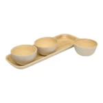 NATURAL BAMBOO BOWLS WITH TRAY S/3