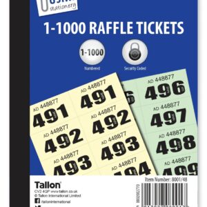 JUST STATIONERY 1-1000 RAFFLE TICKET SOLD SINGLE BOOK