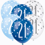 GLITZ 12″ BLUE AGE 21 ASSORTED BALLOONS PK6