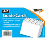 TIGER A-Z GUIDE CARDS 24 TAB PRINTING 6X4 PK24