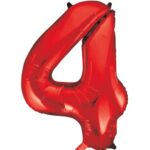 UNIQUE 34″ RED FOIL BALLOON NUMBER 4