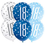 GLITZ 12″ BLUE AGE 18 ASSORTED BALLOONS