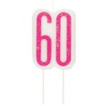 GLITZ BIRTHDAY  PINK  CANDLE NUMBER 60