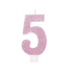 GLITZ PINK GLITTER CANDLE NUMBER 5