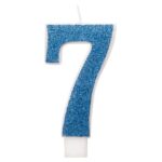 GLITZ GLITTER BLUE CANDLE NUMBER 7