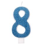 GLITZ GLITTER BLUE CANDLE NUMBER 8