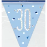 BLUE GLITZ 30TH FLAG BANNER 9FT