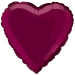 UNIQUE 18″ HEART BURGUNDY FOIL BALLOON