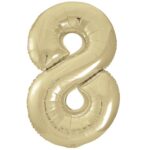 UNIQUE 34″ WHITE GOLD FOIL BALLOON NUMBER 8