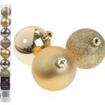 SET OF 8 5CM GOLD BAUBLES IN PVC TUBE