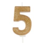 GLITZ GOLD GILTTER CANDLE NUMBER 5