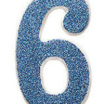 UNIQUE BLUE GLITTER CANDLE  NUMBER 6
