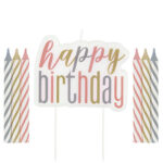 GLITZ ROSE GOLD HAPPY BIRTHDAY CANDLE SET