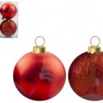 SNOW WHITE BOX OF 4 BAUBLES 10CM RED