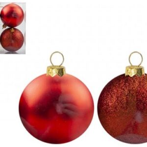 SNOW WHITE BOX OF 4 BAUBLES 10CM RED