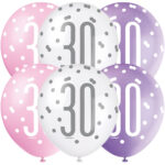 GLITZ 12″ PINK AGE 30 ASSORTED BALLOONS