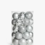 SILVER BAUBLES 42X30MM IN PVC TUB