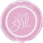 UNIQUE 18″ PINK HEART IT’S A GIRL FOIL BALLOON