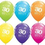 QUALATEX 11″ AGE 30 A ROUND 30TH BIRTHDAY TROPICAL ASSORTED BALLOONS