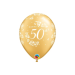 QUALATEX 11″ GOLD ANNIVERSARY DAMASK LATEX BALLOON