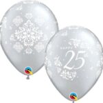 QUALATEX 11″ SILVER 25TH ANNIVERSARY DAMASK BALLOON