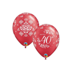 QUALATEX 11″ ROUND 40TH ANNIVERSARY DAMASK BALLOONS