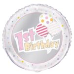 UNIQUE 18″ PINK GIRL 1ST BIRTHDAY  FOIL BALLOON