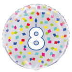 UNIQUE 18″ RAINBOW CONFETTI NUMBER 8 FOIL BALLOON