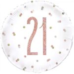 18″ GLITZ ROSE GOLD 21ST FOIL BALLOON