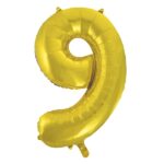 UNIQUE 34″ GOLD FOIL BALLOON NUMBER 9