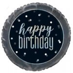 18″ GLITZ BLACK HAPPY BIRTHDAY FOIL BALLOON.