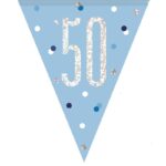 GLITZ BLUE 50TH FLAG BANNER 9FT