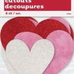 UNIQUE 6 HEARTS ASST MINI GLITTER CUT OUTS