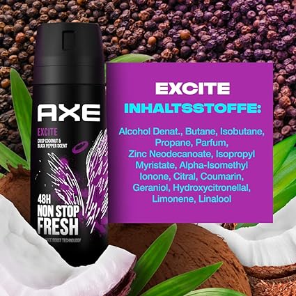 AXE "EXCITE" DEODRANT BODY SPRAY 48H, 150ML - Image 5