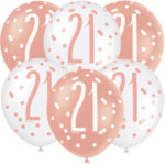 GLITZ 12″ ROSE GOLD AGE 21 ASSORTED BALLOONS PK6