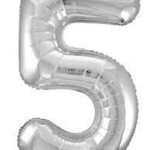 UNIQUE 34″ SILVER FOIL BALLOON NUMBER 5