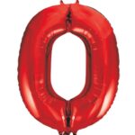 UNIQUE 34″ RED FOIL BALLOON NUMBER 0