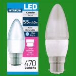 STATUS LED CANDLE PEARL “DAY LIGHT” LARGE BAYONET CAP BC/B22 5.5W=40W