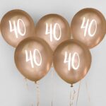 HOOTYBALLOO GOLD 12″ BALLOON AGE 40 5PK