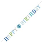 BLUE DOTS HAPPY 1ST BIRTHDAY LETTER  BANNER
