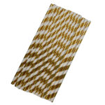 PAPER STRAWS STRIPES GOLD PK25