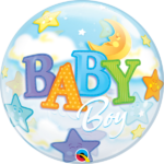 QUALATEX 22″ BABY BOY MOON & STARS BUBBLE BALLOON