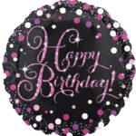 ANAGRAM 18″ BLACK & PINK HAPPY BIRTHDAY STANDARD FOIL BALLOON