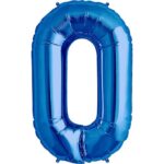 UNIQUE 34″ BLUE FOIL BALLOON NUMBER 0