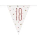 GLITZ ROSE GOLD HAPPY 18TH BIRTHDAY FLAG BANNER