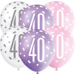 GLITZ 12″ PINK AGE 40 ASSORTED BALLOONS